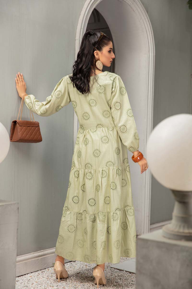 Ethnic PK Chikan Kari Embroidered Long Ladies Kurti Green - Desi Posh