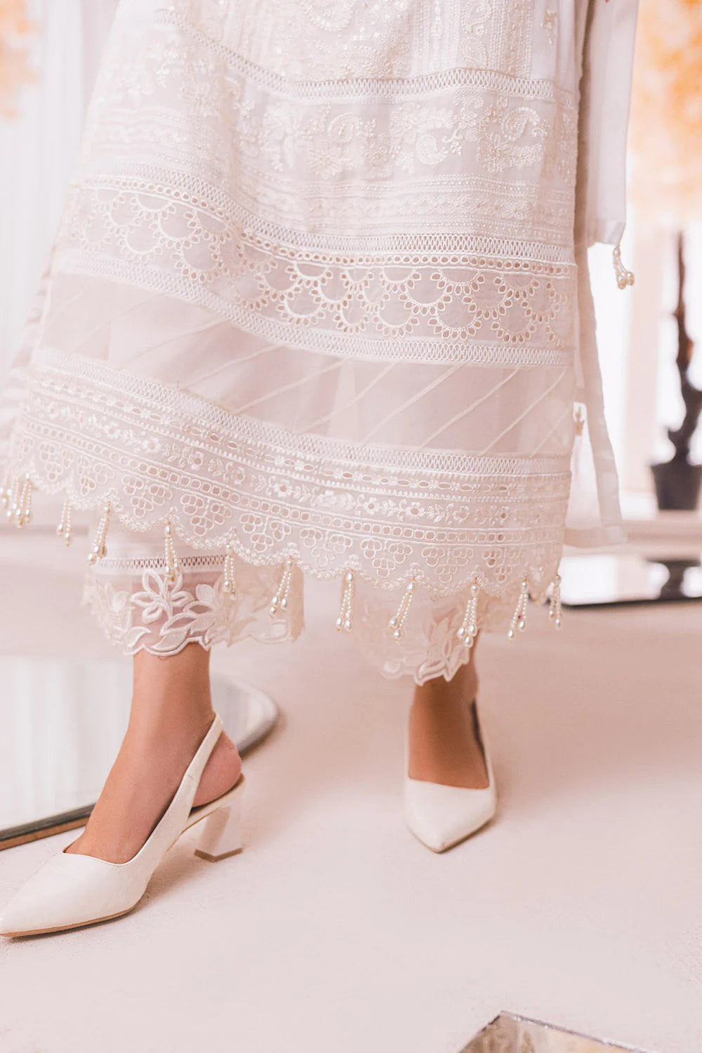 Azure Designer Luxe Embroidered Jasmine 3 Piece Wedding Outfit - Desi Posh