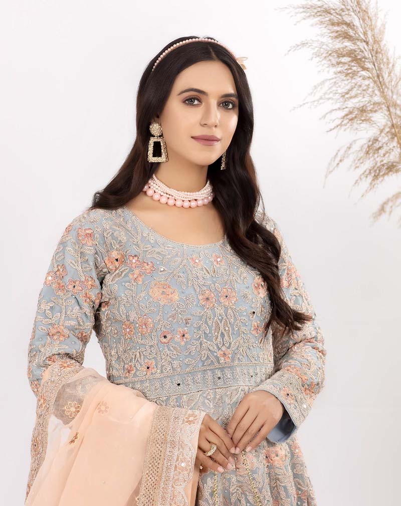 Simrans Mummy & Me Formal Mint Ladies Long Gown Suit - Desi Posh