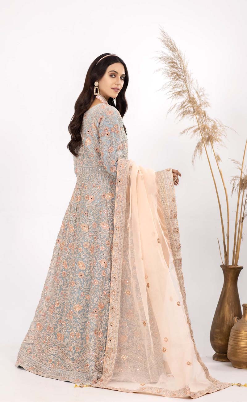 Simrans Mummy & Me Formal Mint Ladies Long Gown Suit - Desi Posh