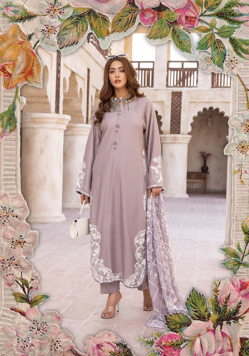 Khoobsurat Taupe Mummy & Kids 3 Piece Suit With Embroidered Dupatta - Desi Posh