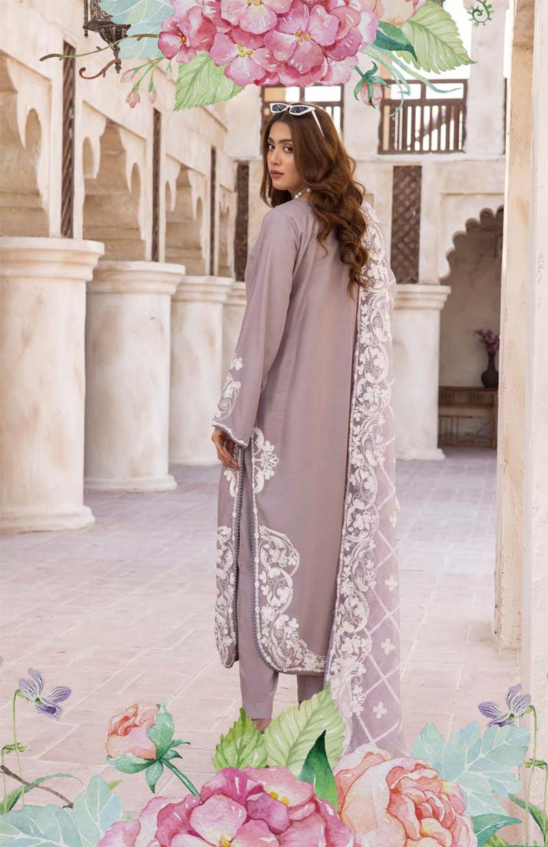Khoobsurat Taupe Mummy & Kids 3 Piece Suit With Embroidered Dupatta - Desi Posh