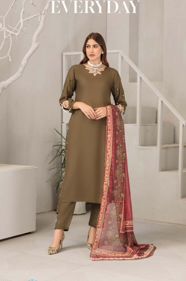 Lamika 3 Piece Linen Suit with Digital Print Monal Dupatta PPC11 - Desi Posh