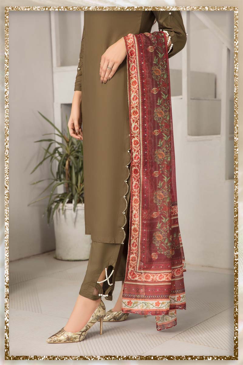 Lamika 3 Piece Linen Suit with Digital Print Monal Dupatta PPC11 - Desi Posh