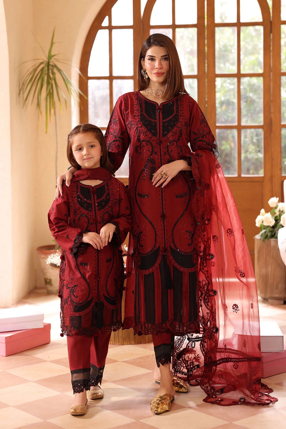 Ally's Mummy & Me Ladies Sequins Embroidered Eid Outfit AL986 - Desi Posh