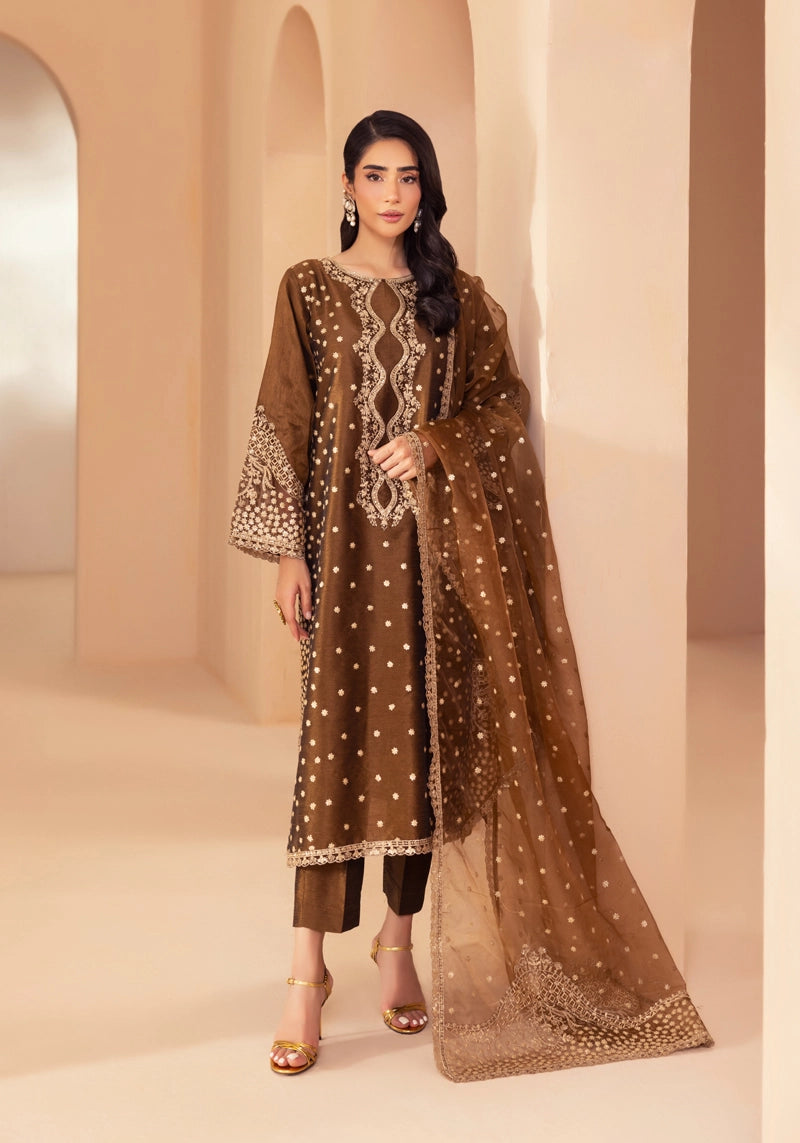 Heer Luxe Premium Raw Silk Eid Collection 3 Piece Suit D1