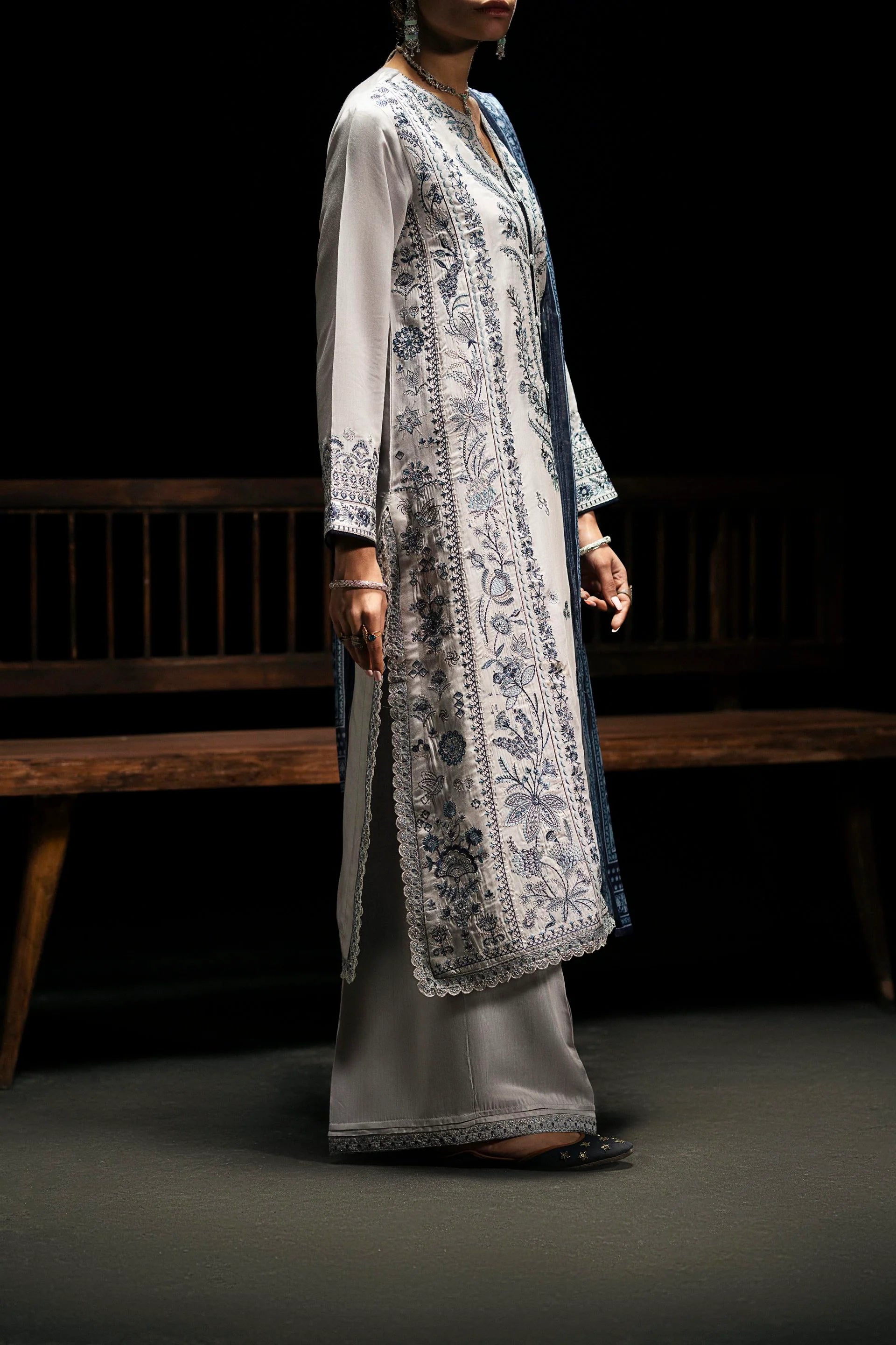 Boutique Eid Collection Celestial Frost Embroidered Viscose Suit - Desi Posh