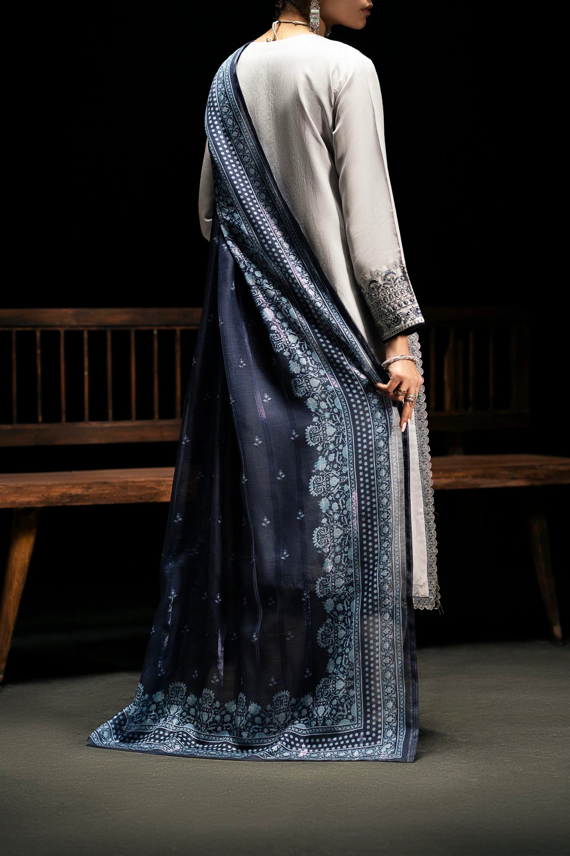 Boutique Eid Collection Celestial Frost Embroidered Viscose Suit - Desi Posh