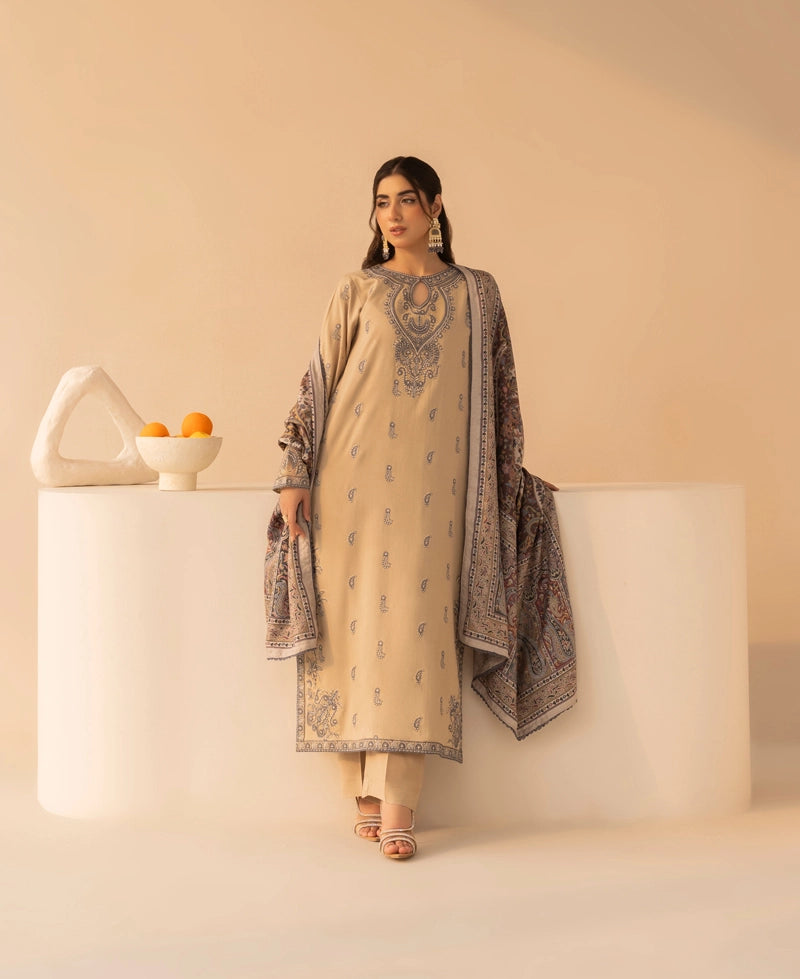 Rozana Dhanak Winter Collection Desert Elegance 3 Piece Embroidered Suit