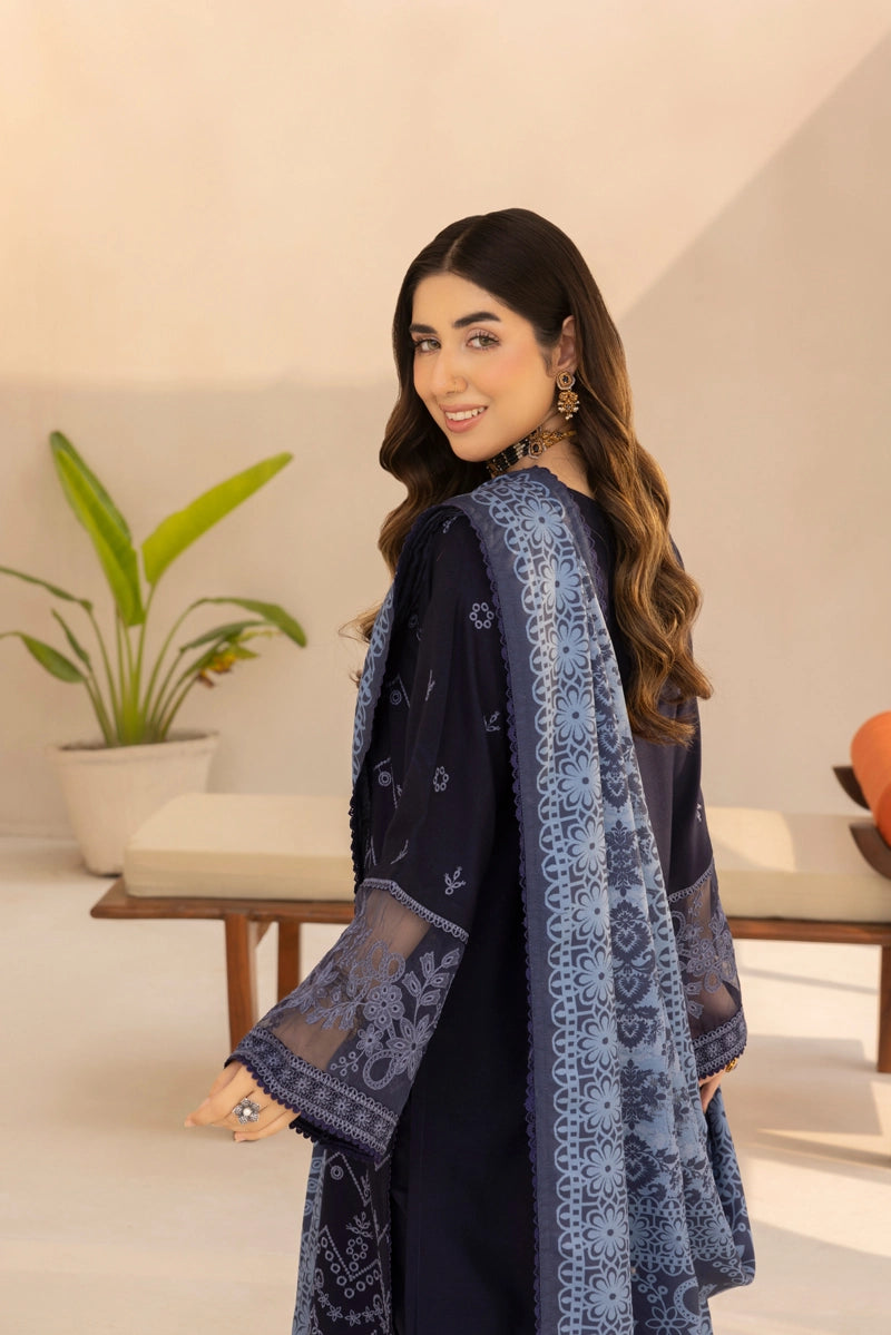 Rozana Dhanak Winter Collection Midnight Elegance 3 Piece Embroidered Suit