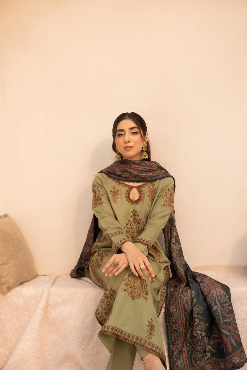 Rozana Dhanak Winter Collection Jewel Meadow 3 Piece Embroidered Suit