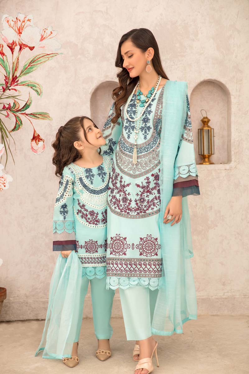 Desi Posh Girls Mint Mummy & Me Eid Outfit - Desi Posh
