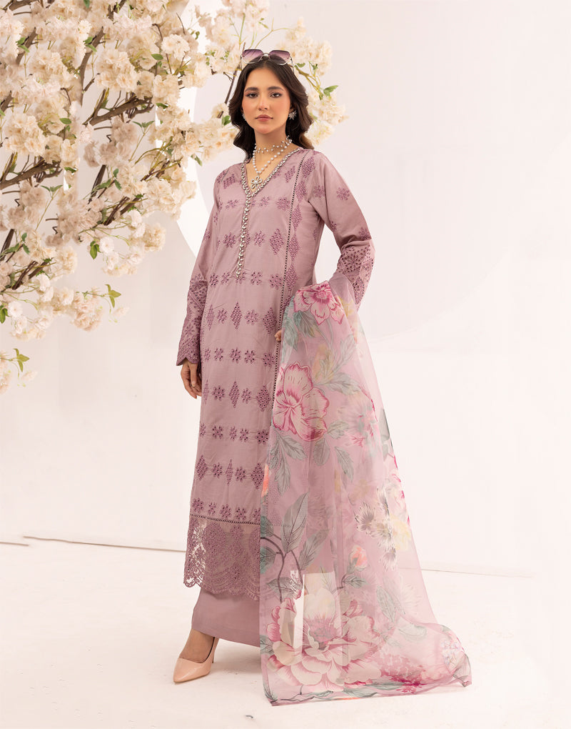 Sana Safinaz Inspired Ladies Lilac Chikan Kari Eid Outfit