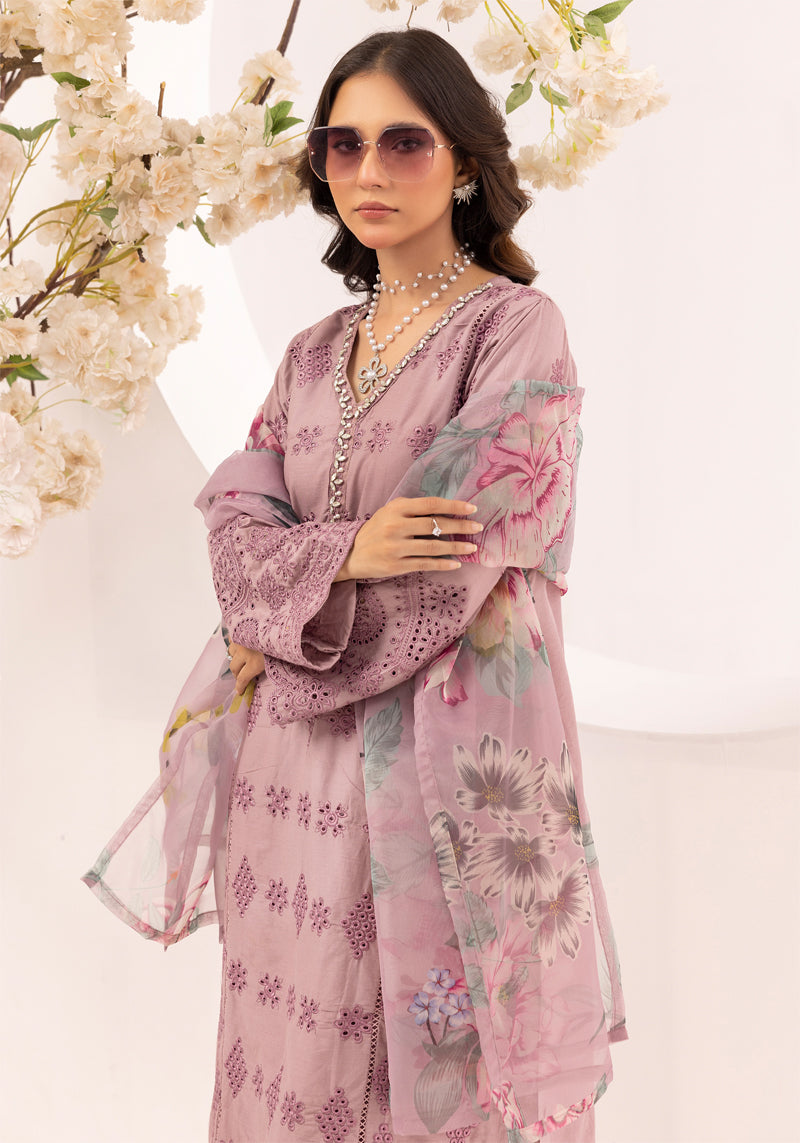 Sana Safinaz Inspired Ladies Lilac Chikan Kari Eid Outfit