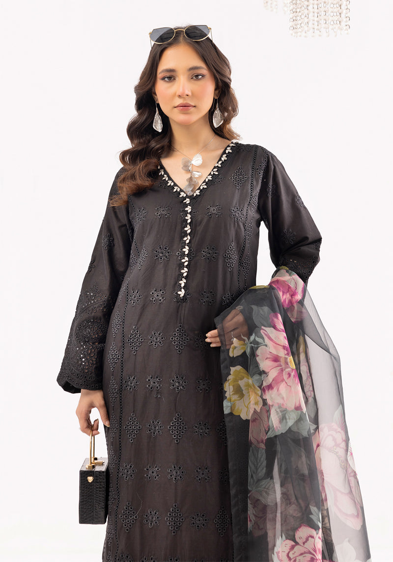 Sana Safinaz Inspired Ladies Black Chikan Kari Eid Outfit