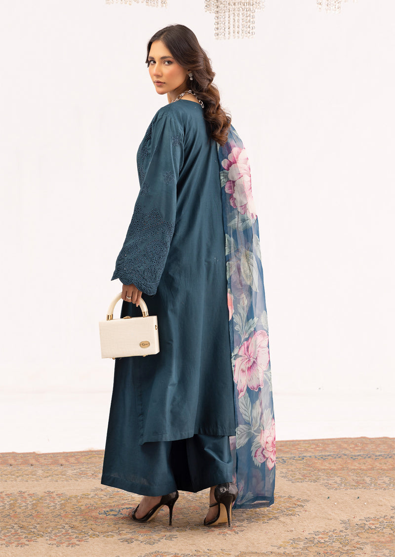 Sana Safinaz Inspired Ladies Teal Chikan Kari Eid Outfit