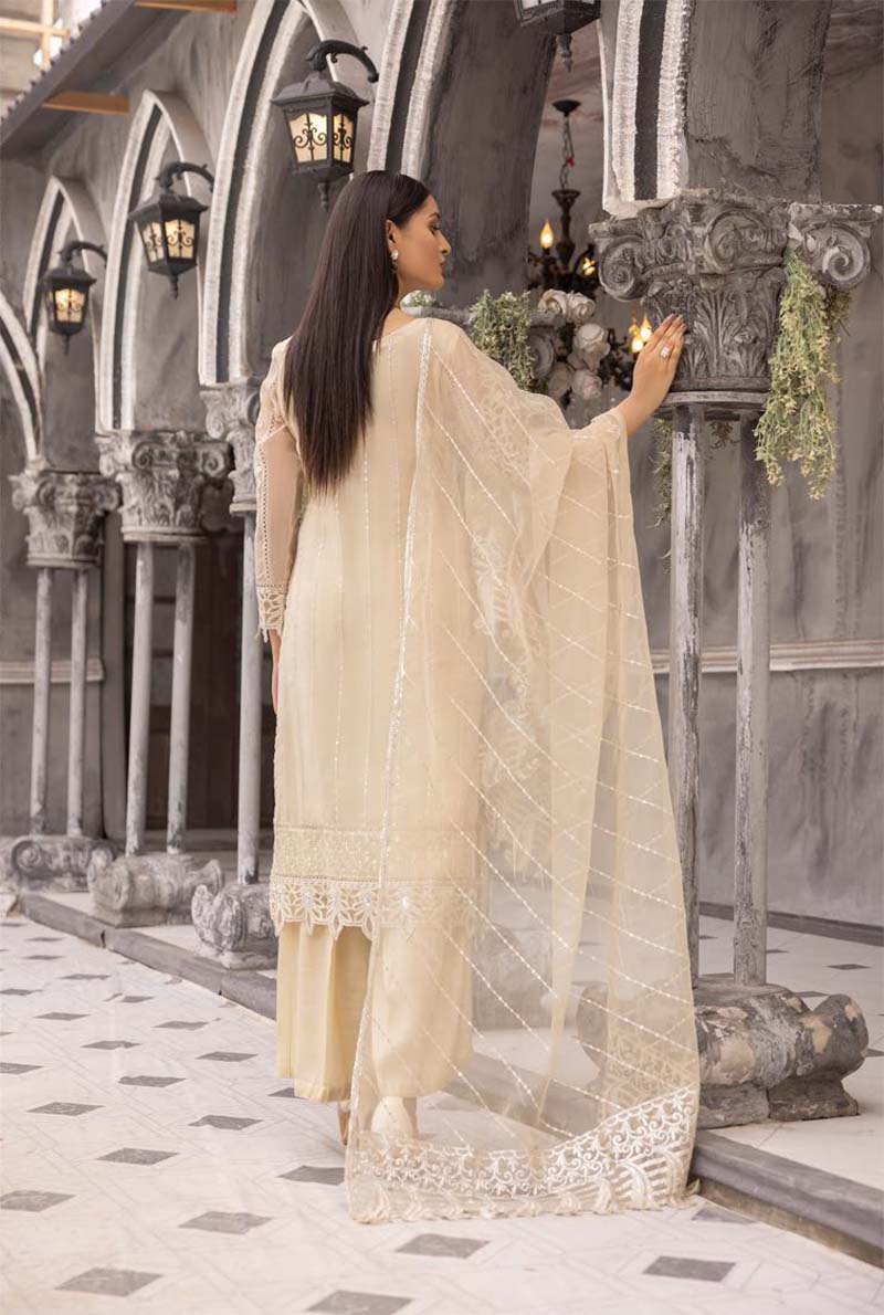 Maryum n Maria Inspired Ladies Designer Organza Party Outfit Beige
