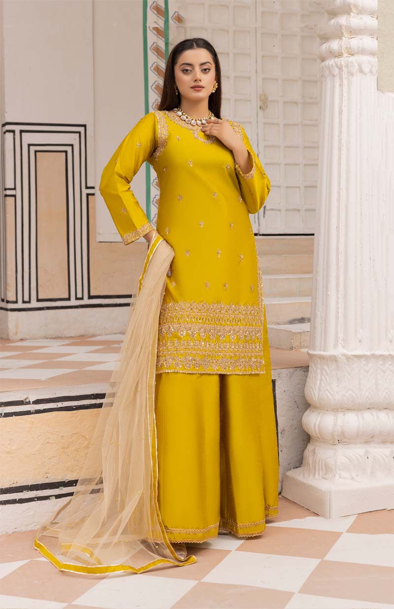 Mayoo Mother & Daughter Olive Green Ladies Wedding Sharara Oufit - Desi Posh