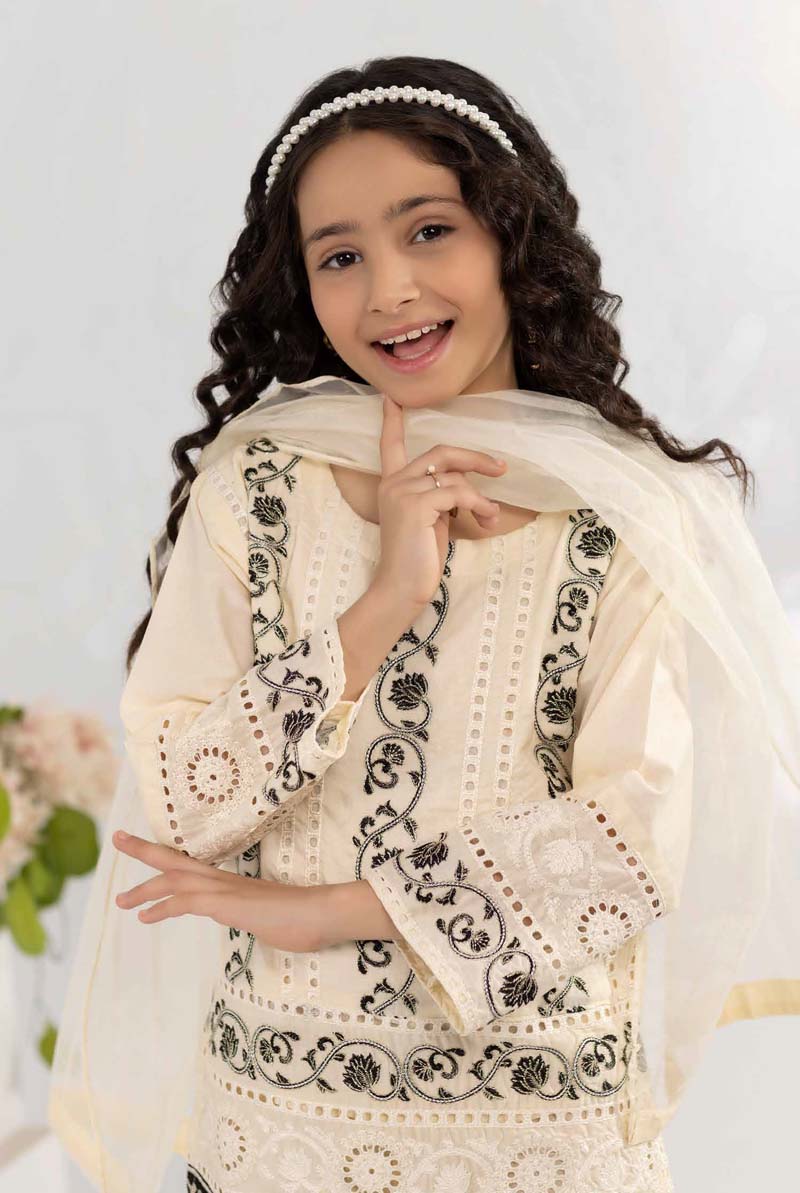 Desi Posh Girls Cream Mummy & Me Eid Outfit - Desi Posh