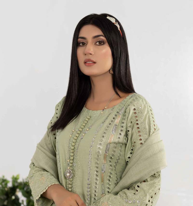Desi Posh Ladies Pastel Green Chikan Kari Mummy & Me Eid Outfit - Desi Posh