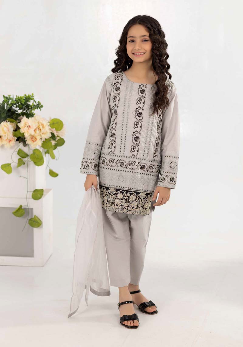 Desi Posh Girls Grey Mummy & Me Eid Outfit - Desi Posh