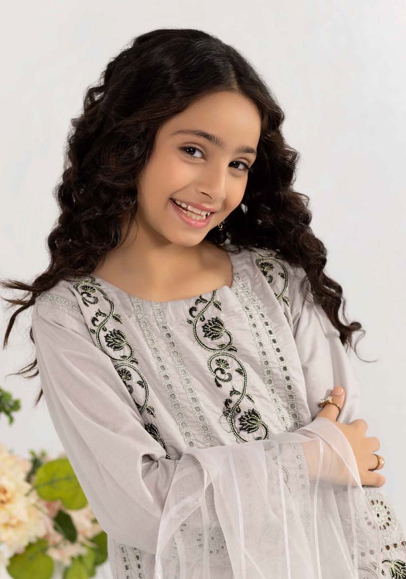 Desi Posh Girls Grey Mummy & Me Eid Outfit - Desi Posh