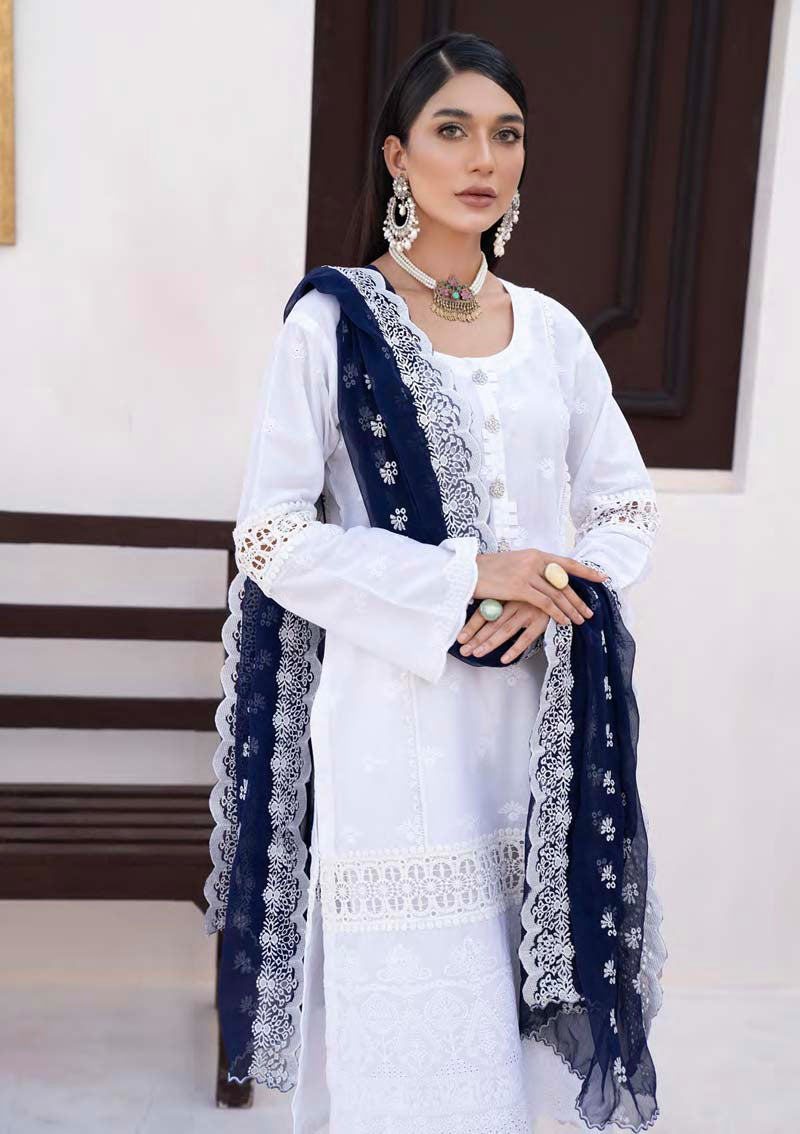 Munira Chikan Kari Lawn Outfit with Embroidered Chiffon Dupatta MSL04 - Desi Posh