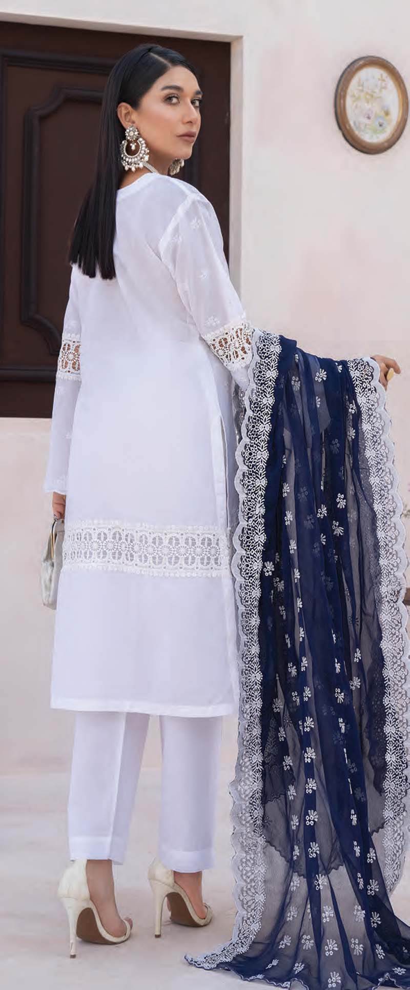 Munira Chikan Kari Lawn Outfit with Embroidered Chiffon Dupatta MSL04 - Desi Posh
