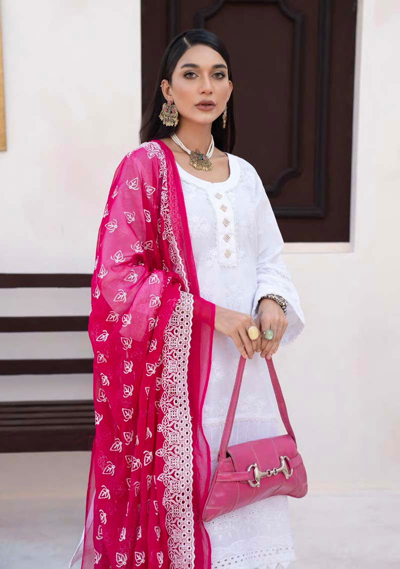 Munira Chikan Kari Lawn Outfit with Embroidered Chiffon Dupatta MSL06 - Desi Posh
