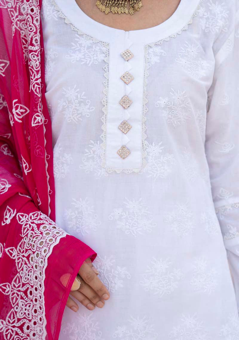 Munira Chikan Kari Lawn Outfit with Embroidered Chiffon Dupatta MSL06 - Desi Posh