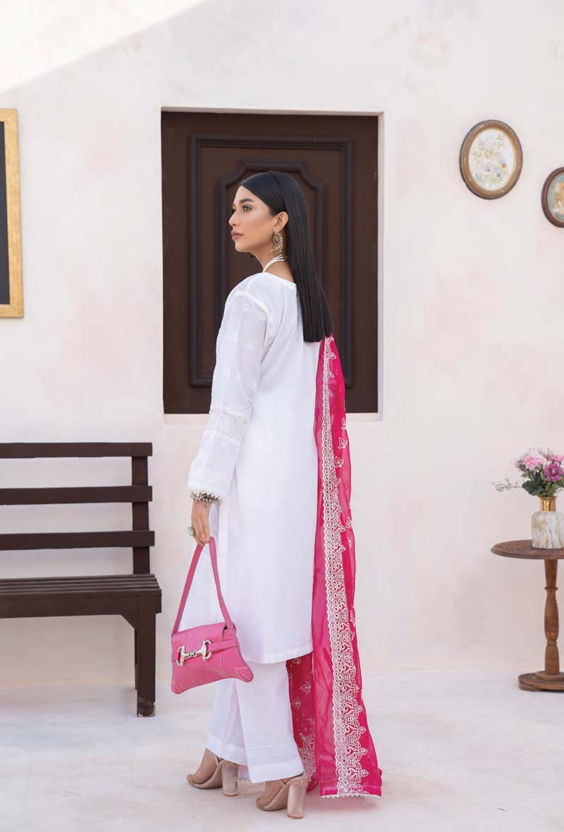Munira Chikan Kari Lawn Outfit with Embroidered Chiffon Dupatta MSL06 - Desi Posh