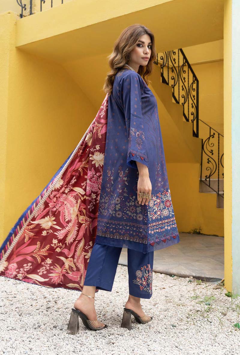 Munira Embroidered Dhanak Linen Outfit with Pashmina Shawl MSL5 - Desi Posh