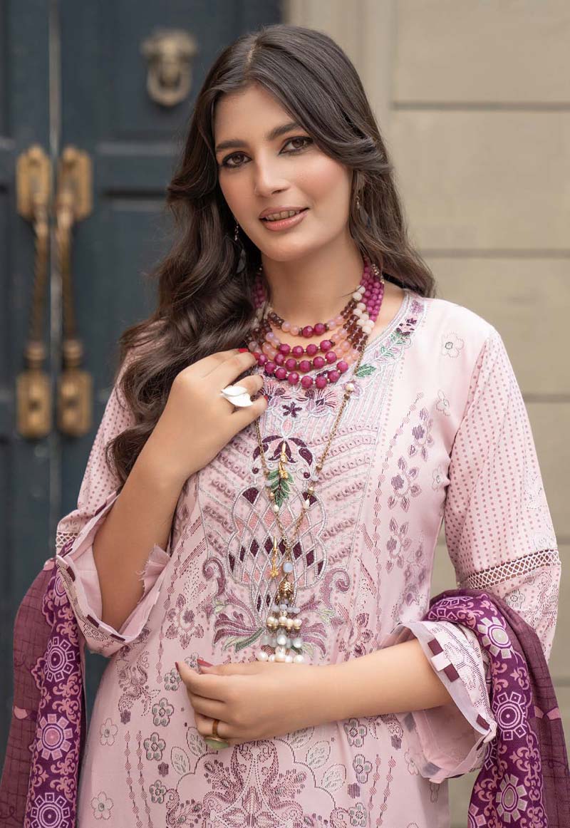 Munira Embroidered Dhanak Linen Outfit with Pashmina Shawl MSL1 - Desi Posh
