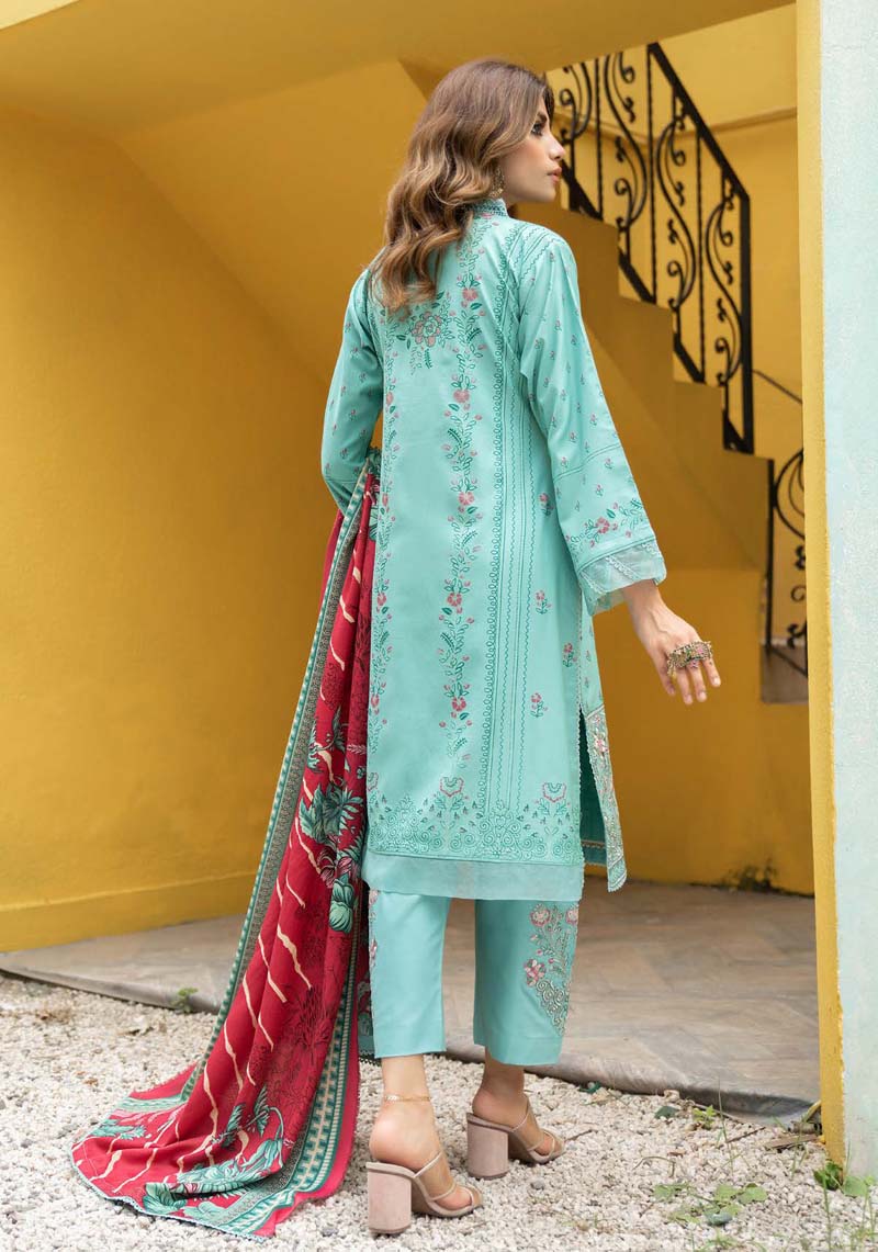 Munira Embroidered Dhanak Linen Outfit with Pashmina Shawl MSL6 - Desi Posh
