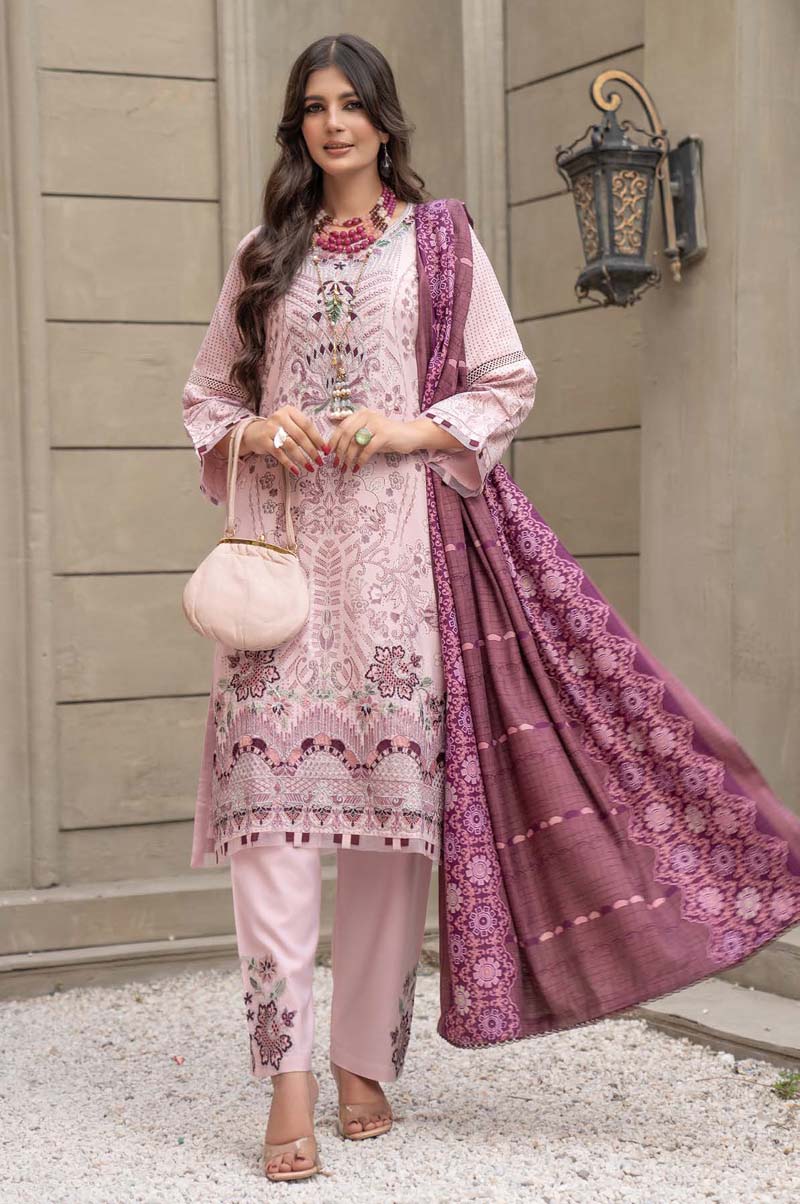 Munira Embroidered Dhanak Linen Outfit with Pashmina Shawl MSL1 - Desi Posh