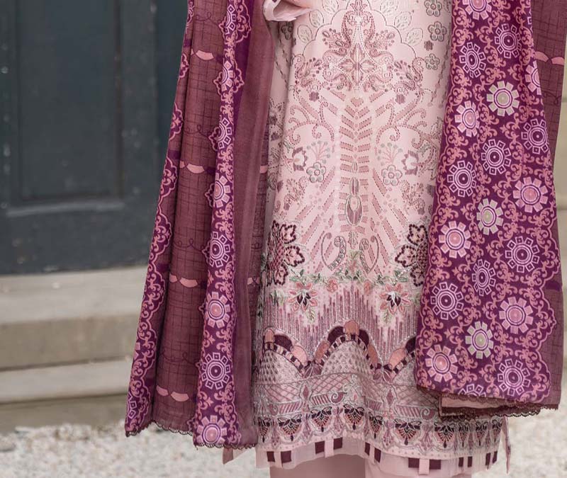 Munira Embroidered Dhanak Linen Outfit with Pashmina Shawl MSL1 - Desi Posh