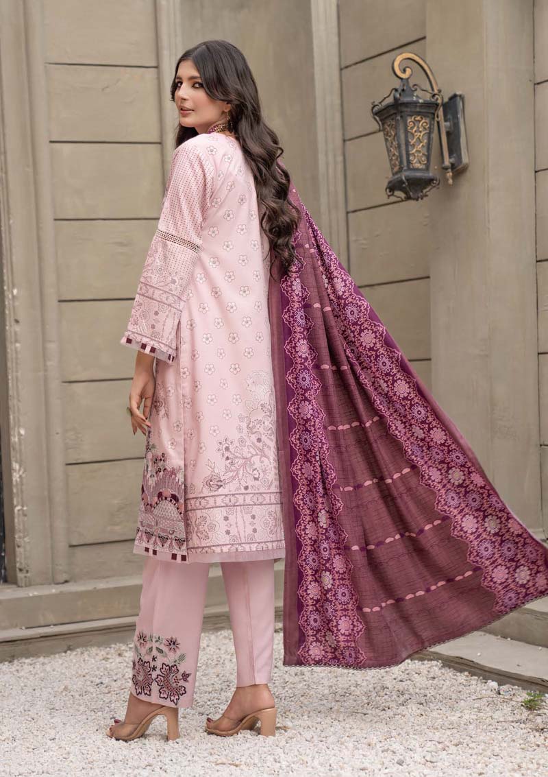 Munira Embroidered Dhanak Linen Outfit with Pashmina Shawl MSL1 - Desi Posh