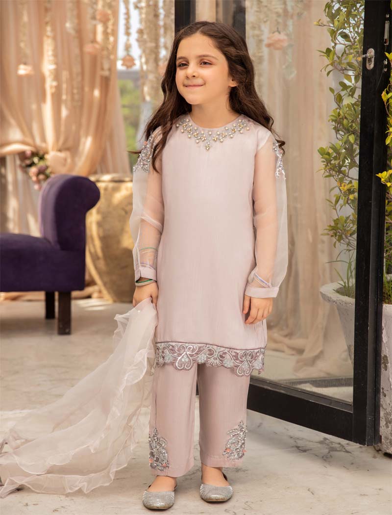 Ivana Luxury Silk Mummy & Me Girls Light Lilac Outfit RS10K - Desi Posh