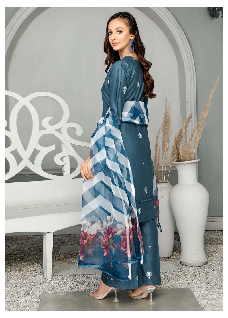 Simrans Mummy & Me Ladies Cotton Eid Suit Teal CT01 - Desi Posh
