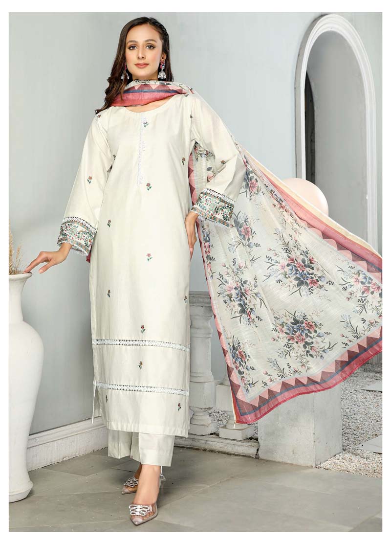 Simrans Mummy & Me Ladies Cotton Eid Suit Light Mint CT04 - Desi Posh