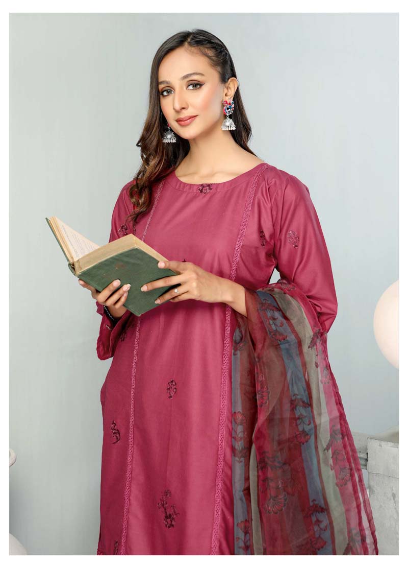 Simrans Mummy & Me Ladies Cotton Eid Suit Maroon CT06 - Desi Posh