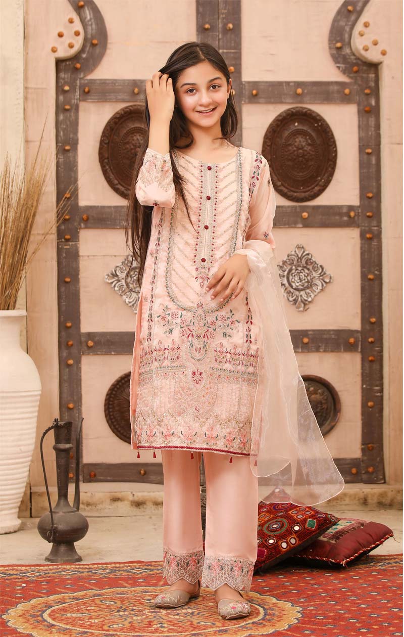 Stunning Organza Mummy & Me Kids Eid suit Pink - Desi Posh