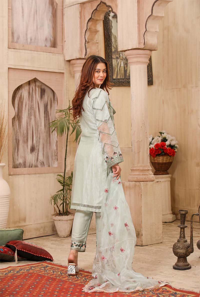 Stunning Organza Mummy & Me Ladies Eid suit Mint - Desi Posh