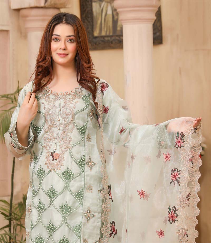Stunning Organza Mummy & Me Ladies Eid suit Mint - Desi Posh