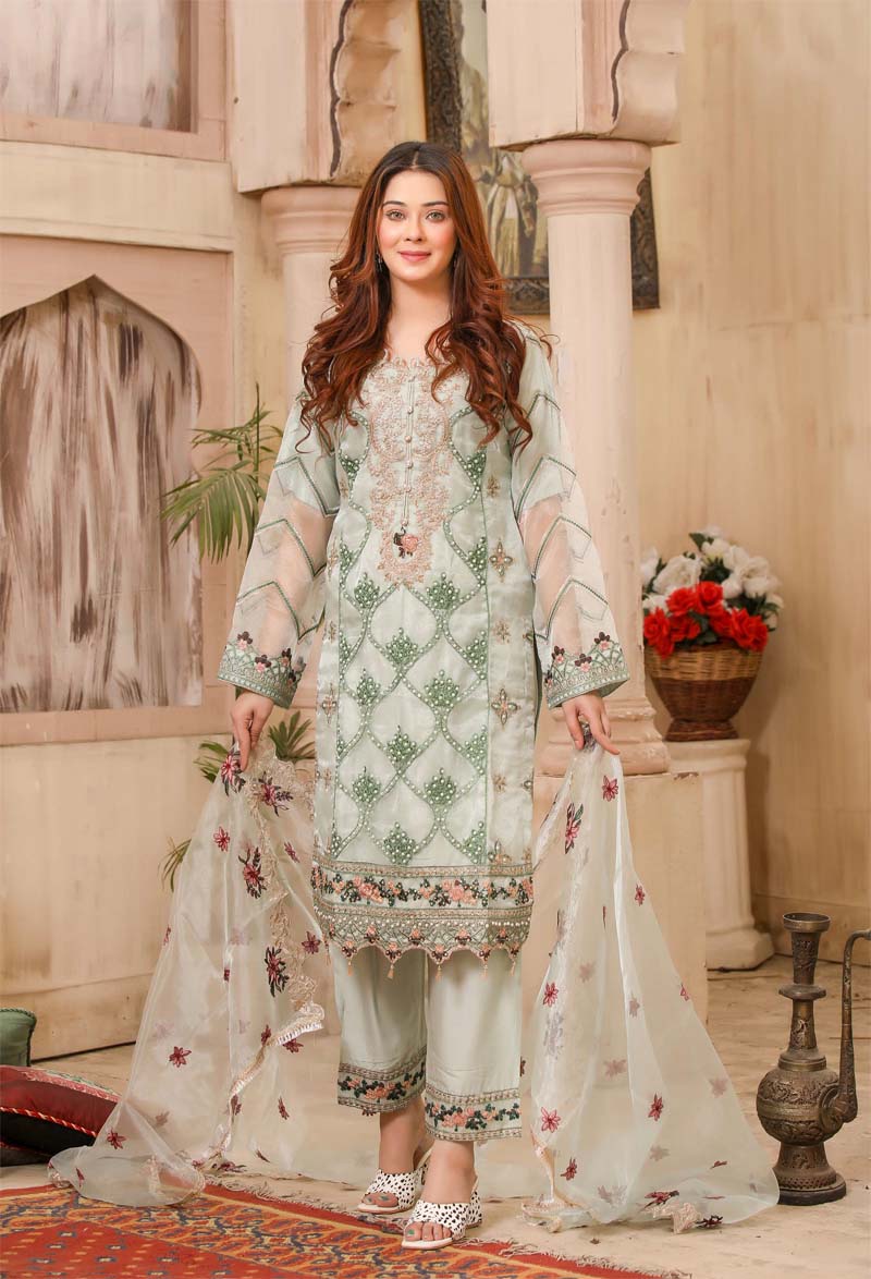 Stunning Organza Mummy & Me Ladies Eid suit Mint - Desi Posh