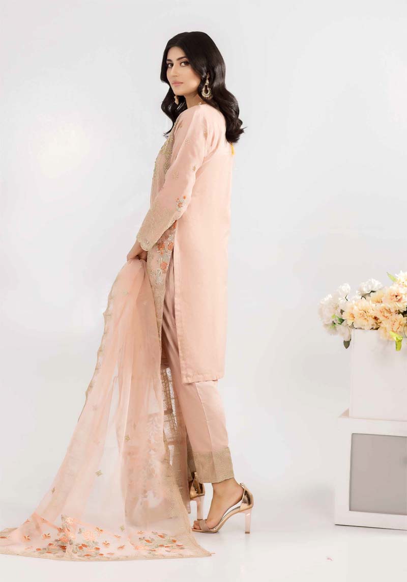 Simrans Embroidered Organza Dusty Pink Eid Outfit 902 - Desi Posh