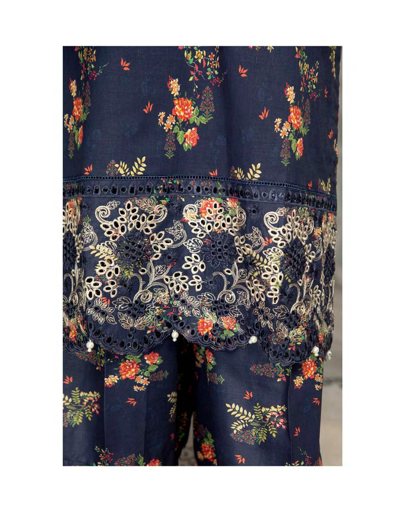 Sehar Floral Eid Lawn Suit With Digital Print Net Dupatta CT7 - Desi Posh