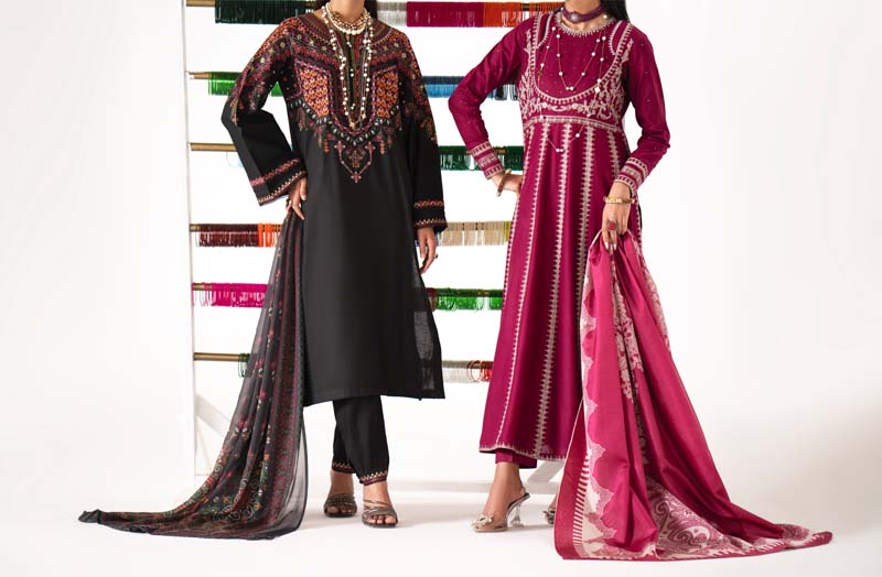 Paas e Parda Luxe 3 Piece Summer Cotton Lawn Outfit Maroon - Desi Posh