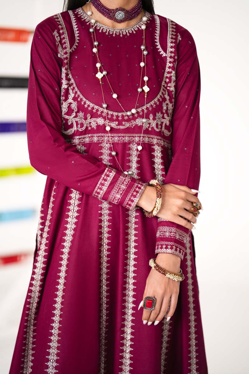 Paas e Parda Luxe 3 Piece Summer Cotton Lawn Outfit Maroon - Desi Posh
