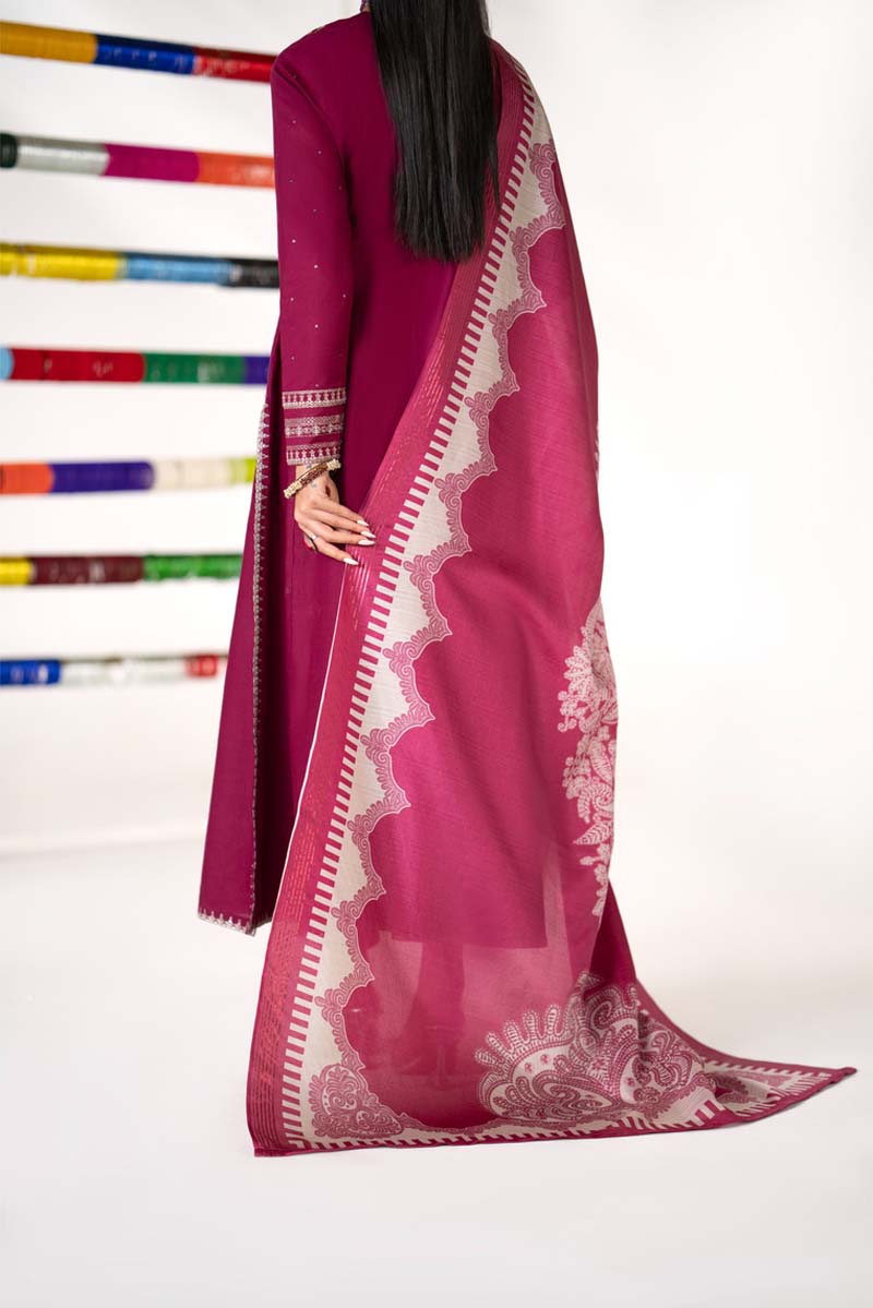 Paas e Parda Luxe 3 Piece Summer Cotton Lawn Outfit Maroon - Desi Posh